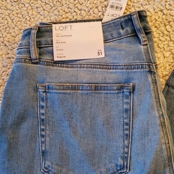 Loft The Girlfriend Mid Rise Curvy Sz 31R/12 Blue Jeans - Picture 2 of 10